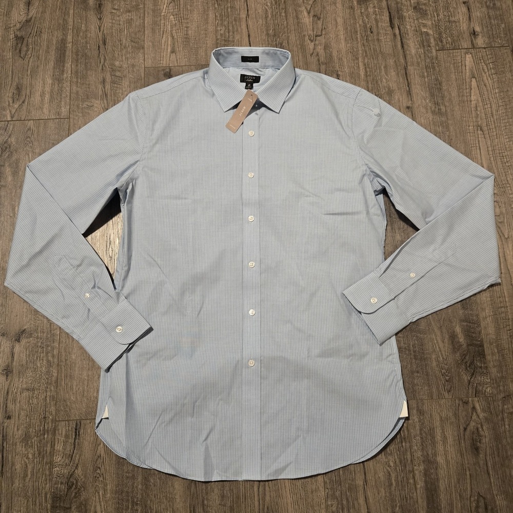 J. Crew Ludlow Dress Shirt Mens 16 Slim Fit Blue White Stripe Button Down NWT - Picture 2 of 6